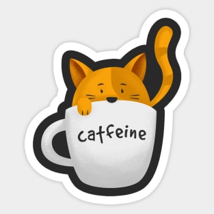 Catfeine, cat in coffee mug Sticker